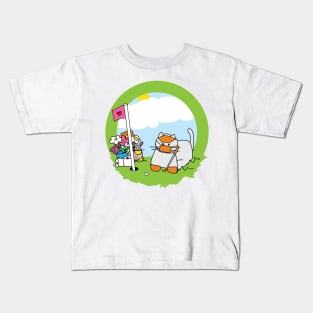 Golfing Corona Cat Kids T-Shirt